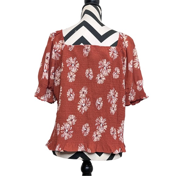 Madewell Georgette Lucie Sz XL Boho Smocked Floral Bloomcore Puff Sleeve Blouse - Picture 3 of 13